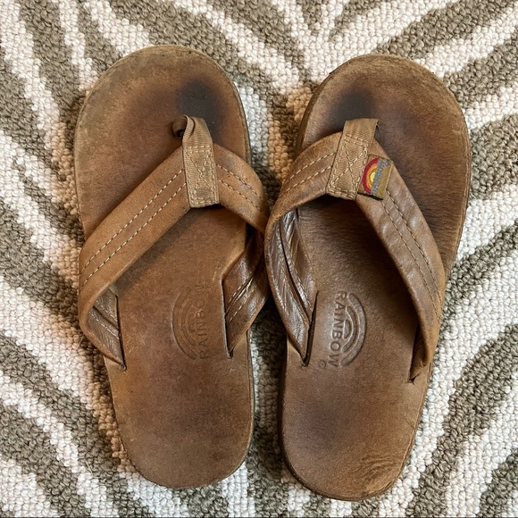 Kids Premier Leather 1” Strap Rainbow sandals sz - Picture 1 of 4
